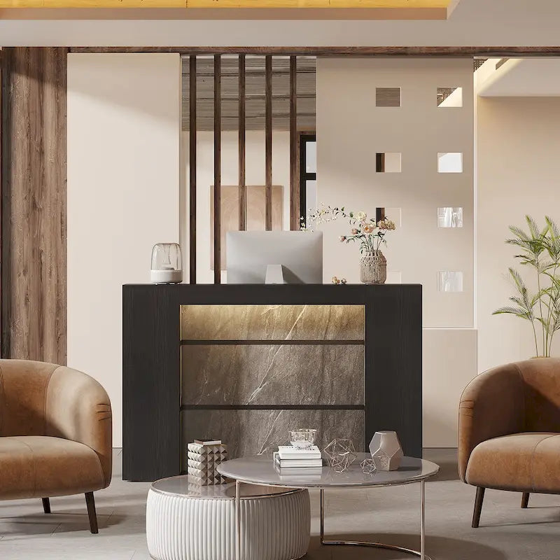 63 Inch Wood Engineered Wood Table LED