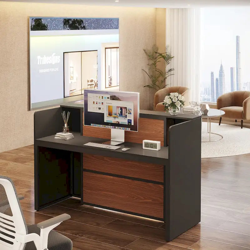 63 Inch Wood Engineered Wood Table LED