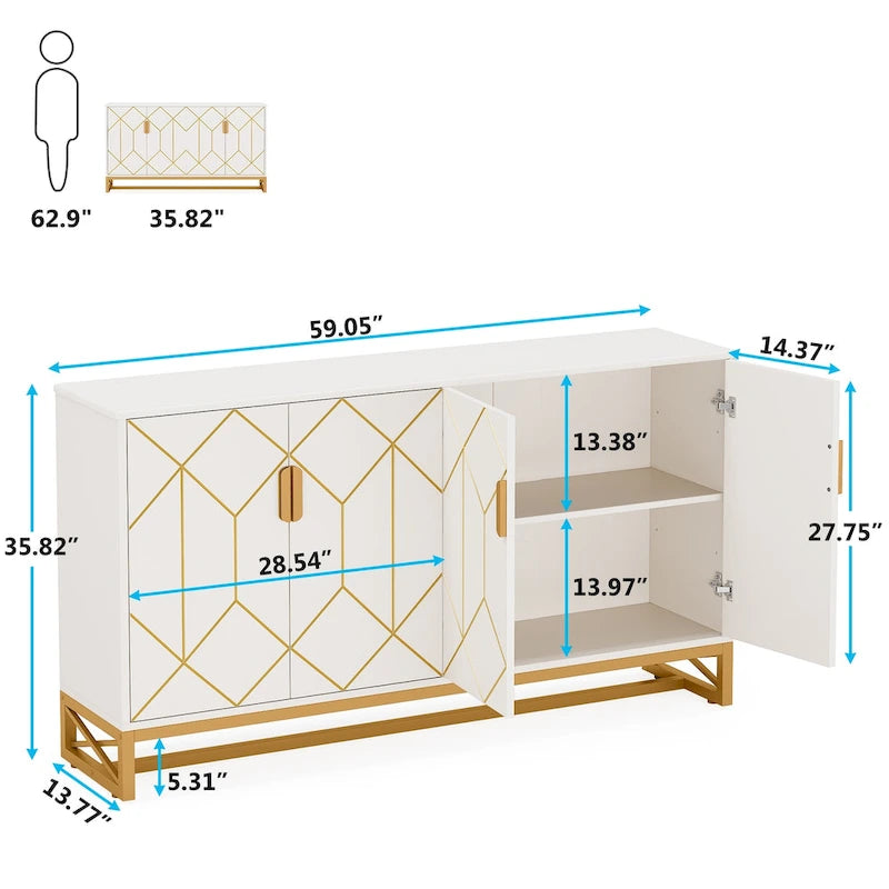 Modern Wood Metal Cabinet with Storage