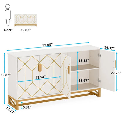 Modern Wood Metal Cabinet with Storage
