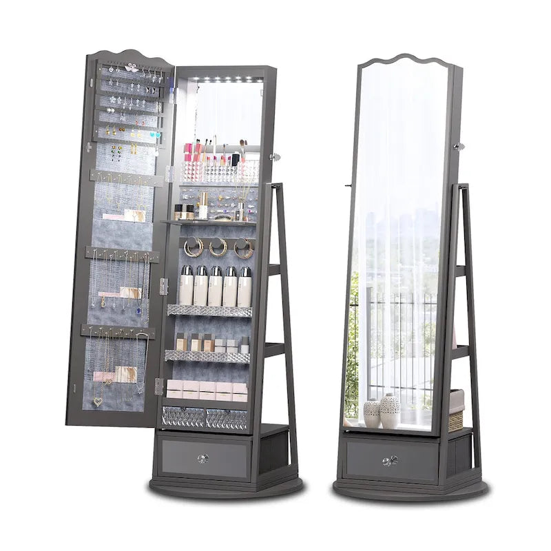 Full-length Mirror Jewelry Armoire - N/A