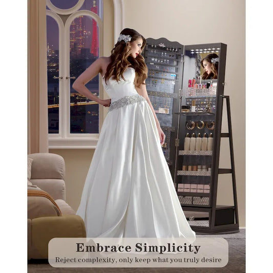 Full-length Mirror Jewelry Armoire - N/A