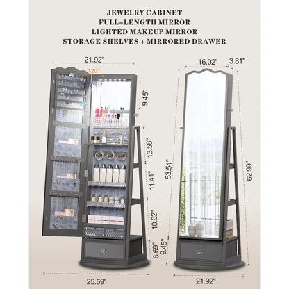 Full-length Mirror Jewelry Armoire - N/A