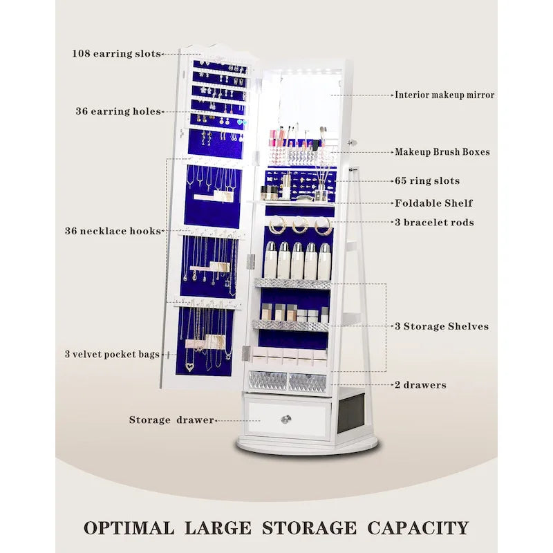 Full-length Mirror Jewelry Armoire - N/A