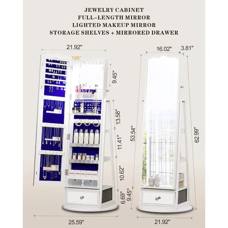 Full-length Mirror Jewelry Armoire - N/A