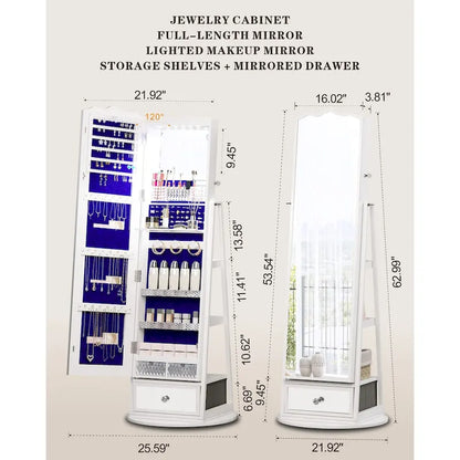 Full-length Mirror Jewelry Armoire - N/A