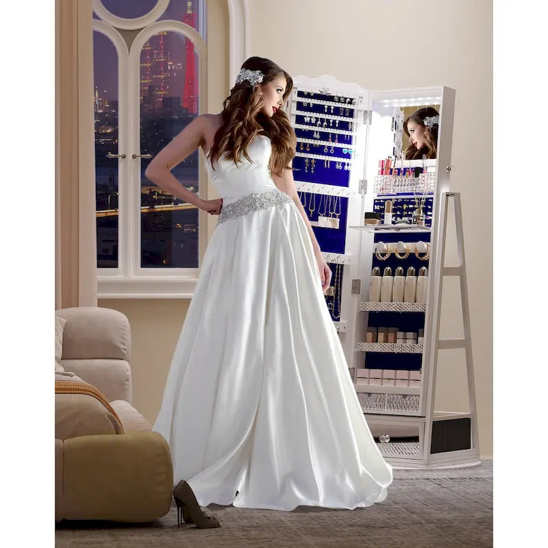 Full-length Mirror Jewelry Armoire - N/A