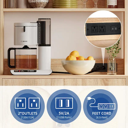 Rattan Engineered Wood Cabinet Charging Station