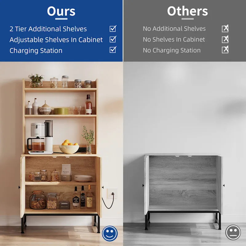 Rattan Engineered Wood Cabinet Charging Station