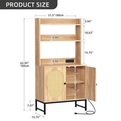 Rattan Engineered Wood Cabinet Charging Station