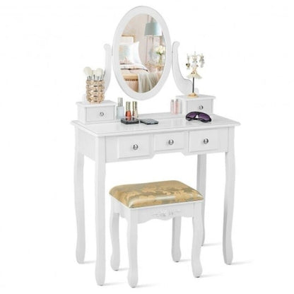 Vanity Make Up Table Set Dressing Table Set with 5 Drawers - 31.5 x 16 x 53.5 ( L x W x H )