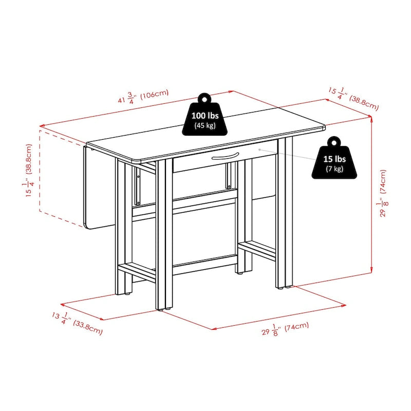 34.65 Inch Solid Wood Table