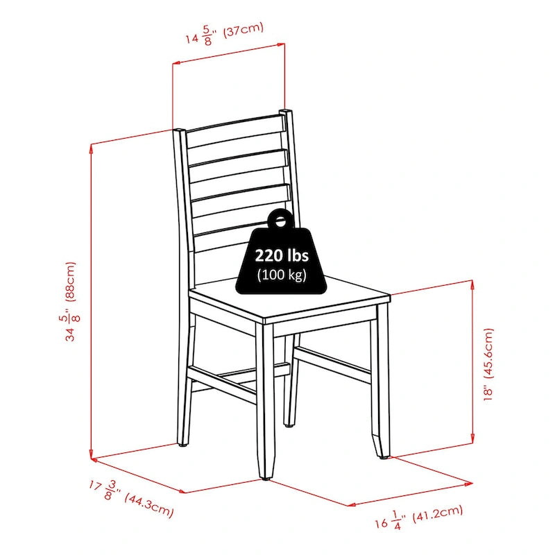 34.65 Inch Solid Wood Table