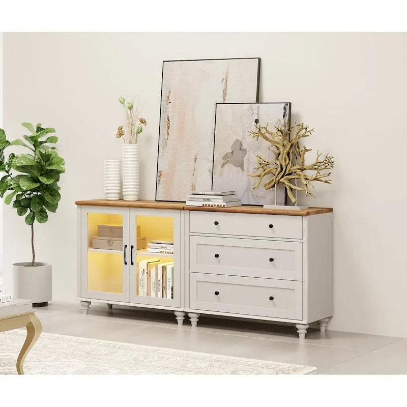 68 Inch Wood Metal Cabinet with Storage