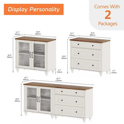 68 Inch Wood Metal Cabinet with Storage