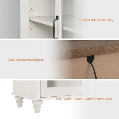 68 Inch Wood Metal Cabinet with Storage