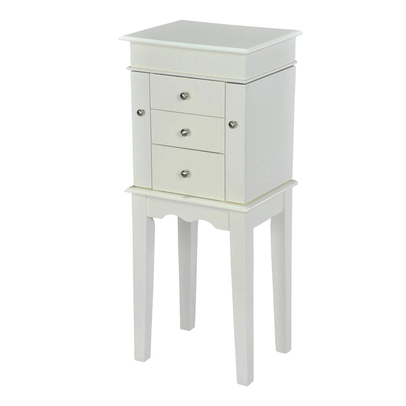 Antique White Jewelry Armoire Cabinet Organizer - N/A