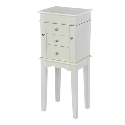 Antique White Jewelry Armoire Cabinet Organizer - N/A