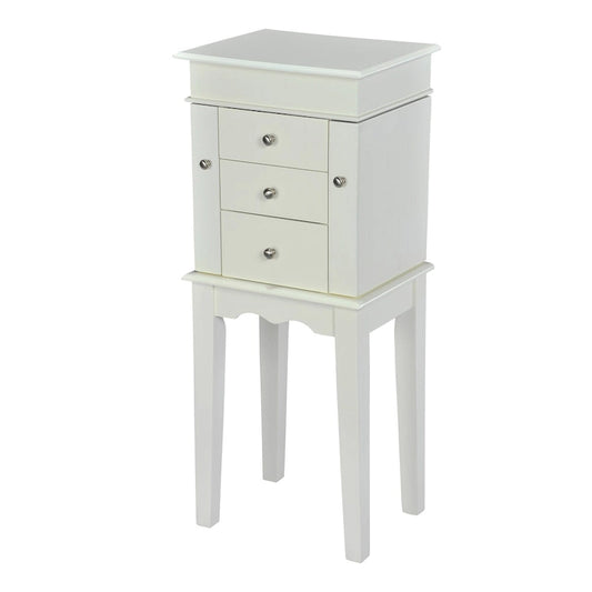 Antique White Jewelry Armoire Cabinet Organizer - N/A