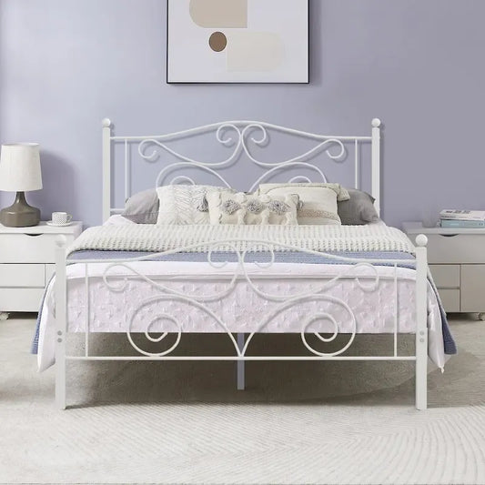 Javlergo Victoria Metal Platform Bed Frame with Headboard and Footboard
