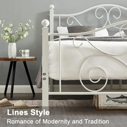 Javlergo Victoria Metal Platform Bed Frame with Headboard and Footboard