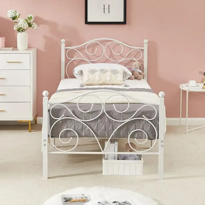 Javlergo Victoria Metal Platform Bed Frame with Headboard and Footboard