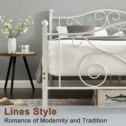 Javlergo Victoria Metal Platform Bed Frame with Headboard and Footboard