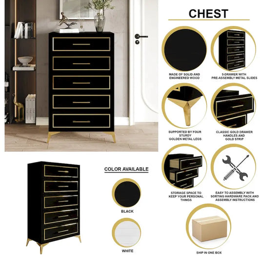 CraftPorch Contemporary Chest with 5 Drawers