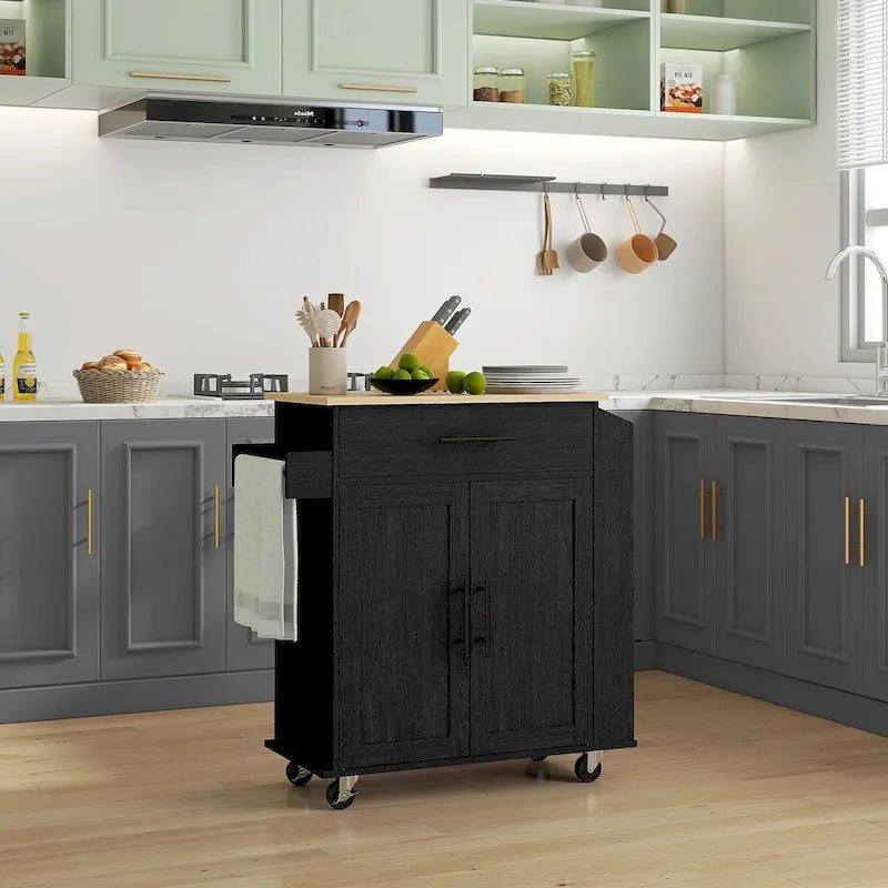 Engineered Wood Kitchen Cart with Storage