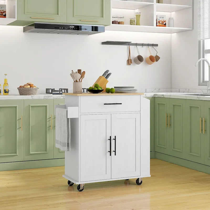 Engineered Wood Kitchen Cart with Storage