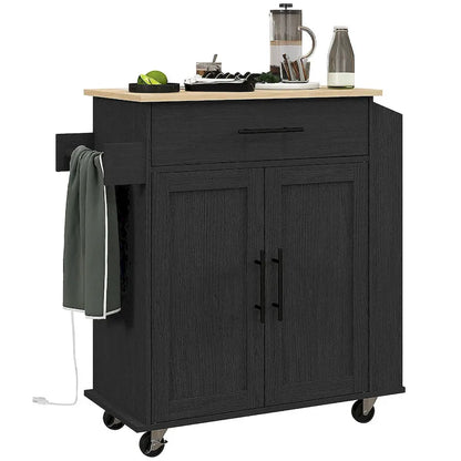 Engineered Wood Kitchen Cart with Storage