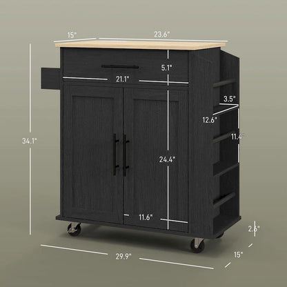 Engineered Wood Kitchen Cart with Storage