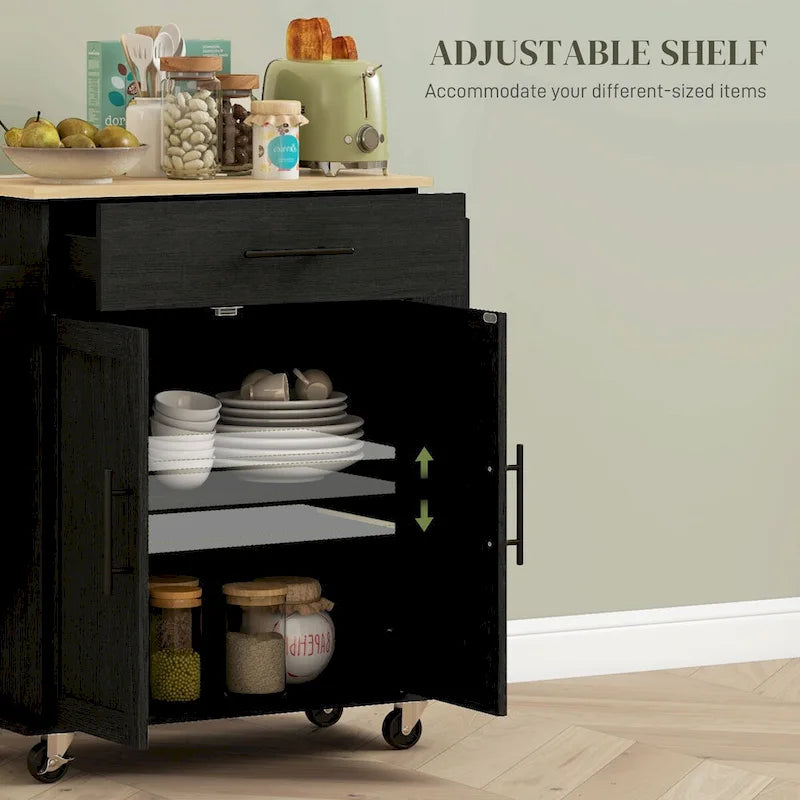 Engineered Wood Kitchen Cart with Storage