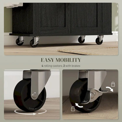 Engineered Wood Kitchen Cart with Storage