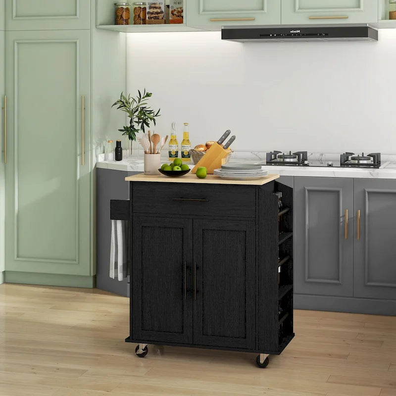 Engineered Wood Kitchen Cart with Storage