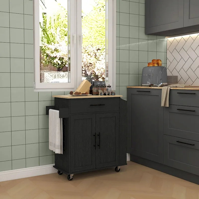 Engineered Wood Kitchen Cart with Storage