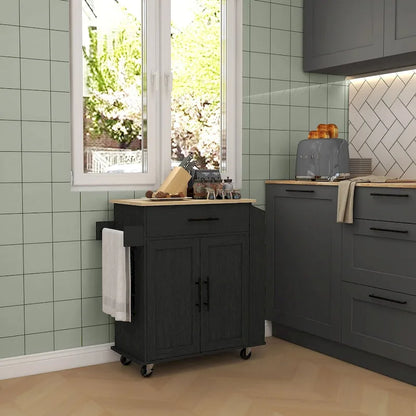 Engineered Wood Kitchen Cart with Storage