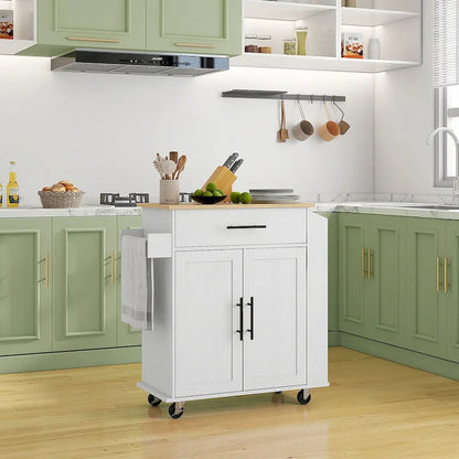 Engineered Wood Kitchen Cart with Storage
