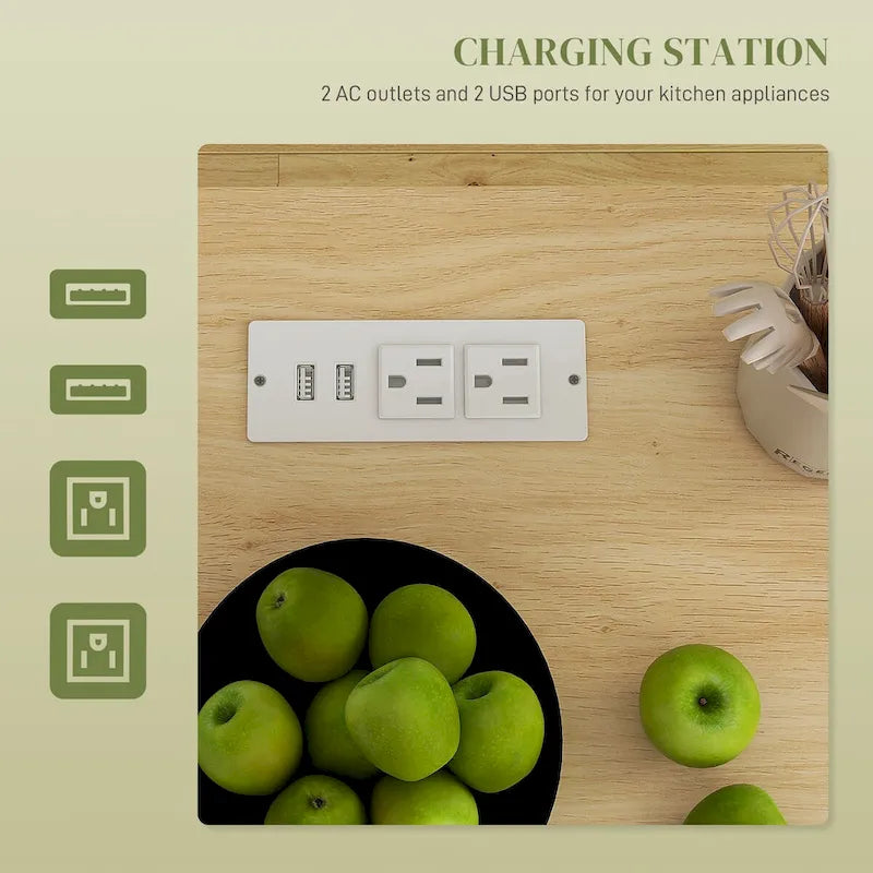 Engineered Wood Kitchen Cart with Storage