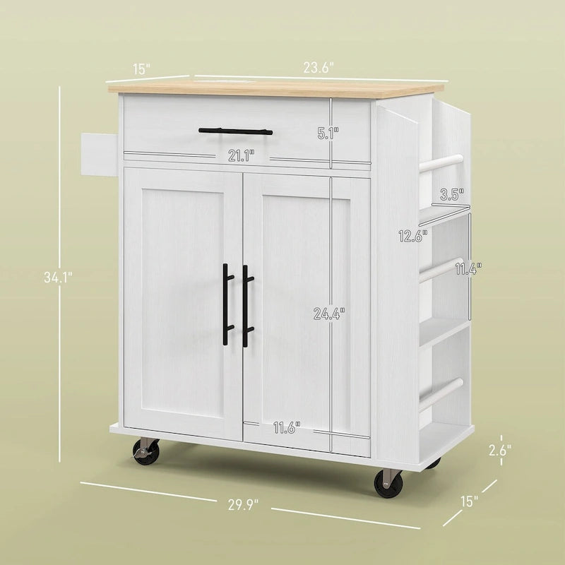 Engineered Wood Kitchen Cart with Storage