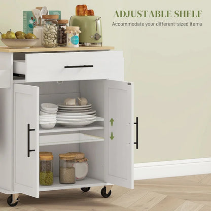 Engineered Wood Kitchen Cart with Storage