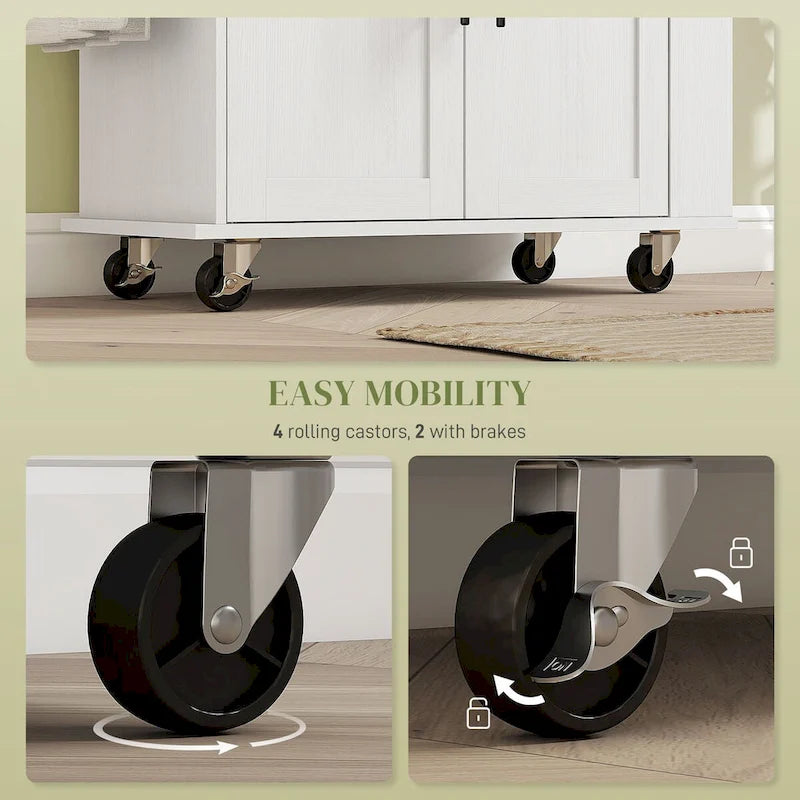 Engineered Wood Kitchen Cart with Storage