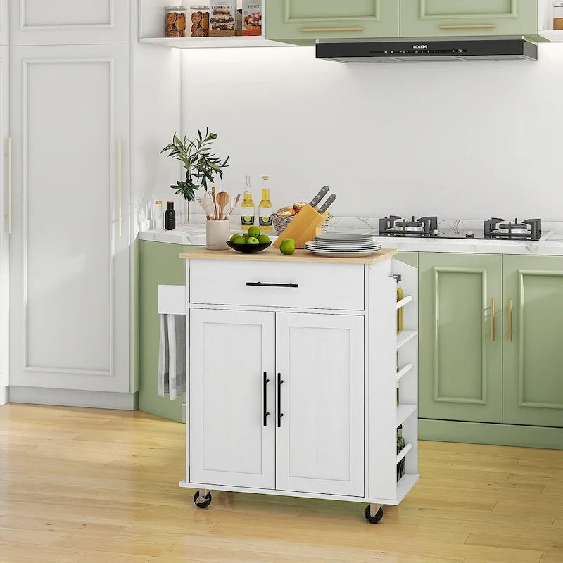 Engineered Wood Kitchen Cart with Storage