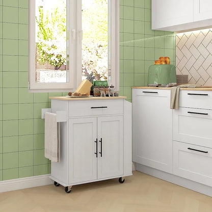Engineered Wood Kitchen Cart with Storage