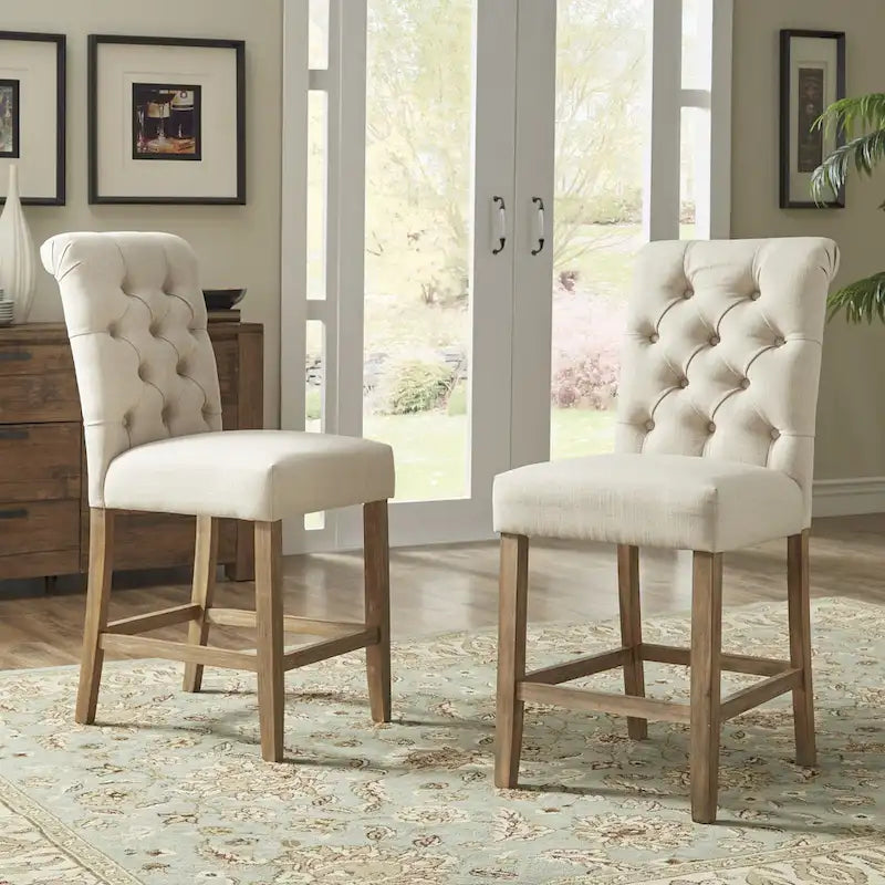 36 Inch Modern Wood Linen Chair Upholstered