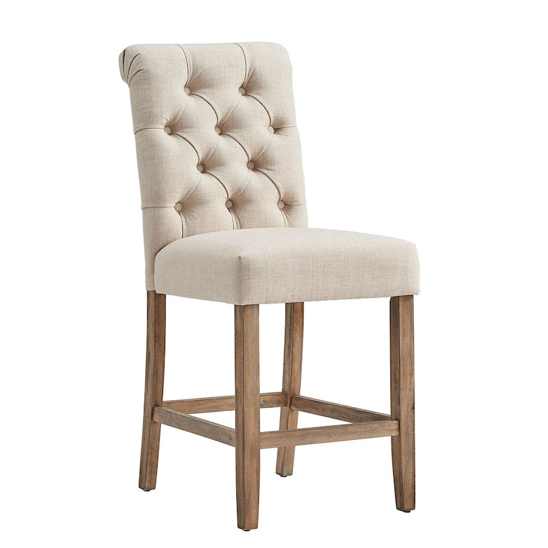 36 Inch Modern Wood Linen Chair Upholstered