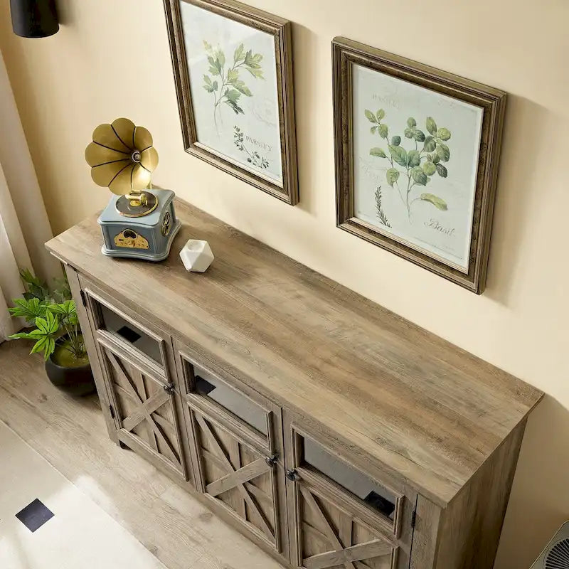 Farmhouse Wood Metal Cabinet Adjustable