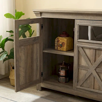 Farmhouse Wood Metal Cabinet Adjustable
