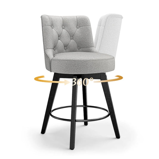 LUE BONA 26 Counter Height Swivel Bar Stools with Solid Wood Frame Set of 3 - 26 H