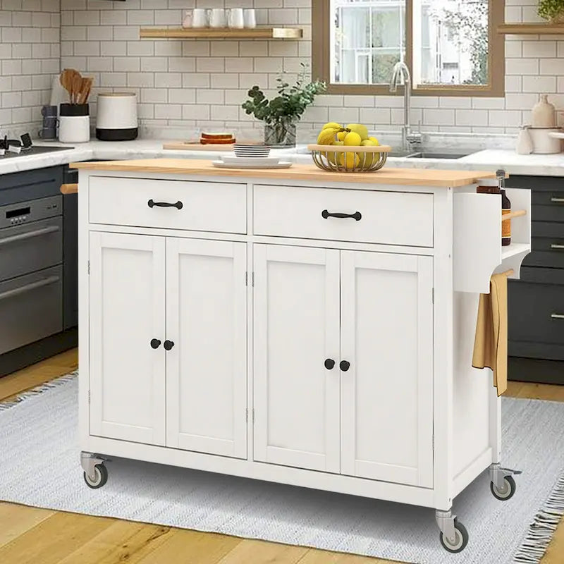 Solid Wood Engineered Wood Kitchen Cart Adjustable